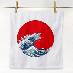 The Great Wave Of Kaiju Face Towel by Cendanart