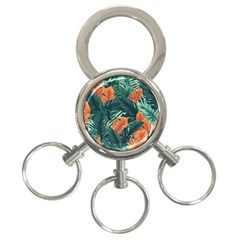 Green Tropical Leaves 3-ring Key Chain by Jack14