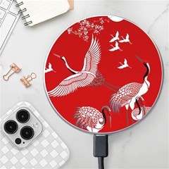 Japanese Crane Bird Art Wireless Fast Charger(white) by Cendanart