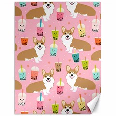 Corgi Bubble Boba Tea Pink Pattern Canvas 18  X 24  by Cendanart