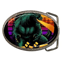 Godzilla Retrowave Belt Buckles by Cendanart