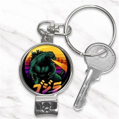 Godzilla Retrowave Nail Clippers Key Chain by Cendanart