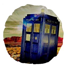 Tardis Wilderness Doctor Who Large 18  Premium Flano Round Cushions by Cendanart