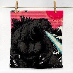 Godzilla Vintage Wave Face Towel by Cendanart