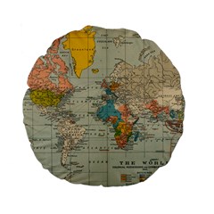 Vintage World Map Standard 15  Premium Flano Round Cushions by Ket1n9