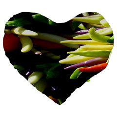 Bright Peppers Large 19  Premium Flano Heart Shape Cushions by Ket1n9