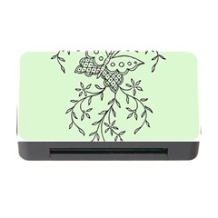 Illustration Of Butterflies And Flowers Ornament On Green Background Memory Card Reader With Cf by Ket1n9