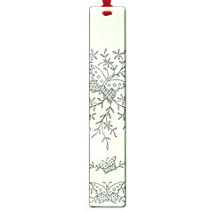 Illustration Of Butterflies And Flowers Ornament On Green Background Large Book Marks by Ket1n9