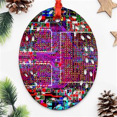 Technology Circuit Board Layout Pattern Oval Filigree Ornament (two Sides) by Ket1n9