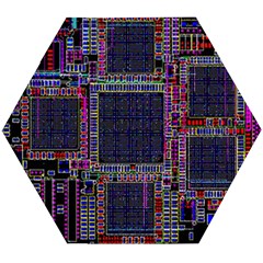 Cad Technology Circuit Board Layout Pattern Wooden Puzzle Hexagon by Ket1n9