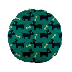 Happy Dogs Animals Pattern Standard 15  Premium Flano Round Cushions by Ket1n9