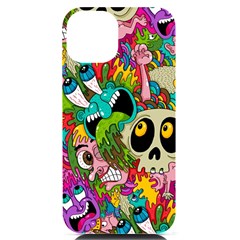 Crazy Illustrations & Funky Monster Pattern Iphone 14 Black Uv Print Case by Ket1n9