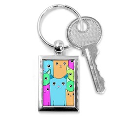 Cat Animals Cartoon Pattern Key Chain (rectangle) by Cendanart