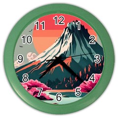 Mountain Landscape Sky Fuji Nature Color Wall Clock by Cendanart