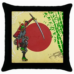 Meme Samurai Artwork Japaneses Throw Pillow Case (black) by Cendanart