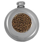 Tiger Skin Art Pattern Round Hip Flask (5 oz) Front