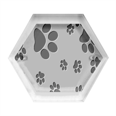 Dog Foodprint Paw Prints Seamless Background And Pattern Hexagon Wood Jewelry Box by Ket1n9