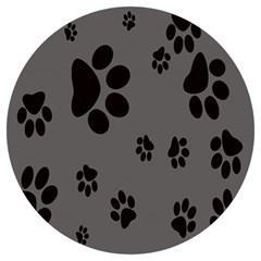 Dog Foodprint Paw Prints Seamless Background And Pattern Round Trivet by Ket1n9