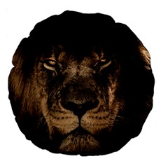 African Lion Mane Close Eyes Large 18  Premium Round Cushions by Ket1n9