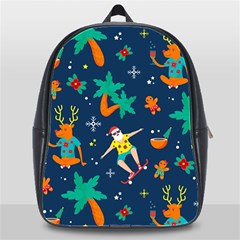 Colorful Funny Christmas Pattern School Bag (xl) by Ket1n9