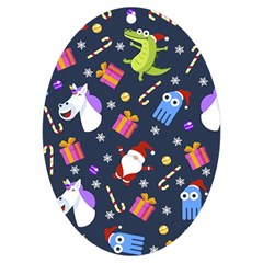 Colorful Funny Christmas Pattern Uv Print Acrylic Ornament Oval by Ket1n9