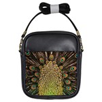 Peacock Feathers Wheel Plumage Girls Sling Bag Front