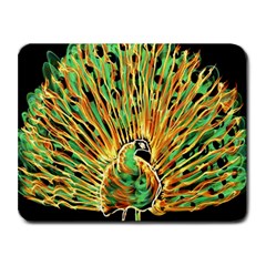 Unusual Peacock Drawn With Flame Lines Small Mousepad by Ket1n9