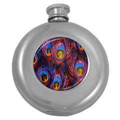 Pretty Peacock Feather Round Hip Flask (5 Oz) by Ket1n9