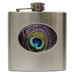 Peacock Feather Hip Flask (6 oz) Front