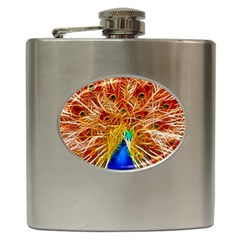 Fractal Peacock Art Hip Flask (6 Oz) by Ket1n9