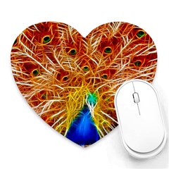 Fractal Peacock Art Heart Mousepad by Ket1n9