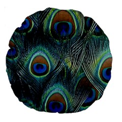 Feathers Art Peacock Sheets Patterns Large 18  Premium Round Cushions by Ket1n9