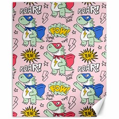 Seamless Pattern With Many Funny Cute Superhero Dinosaurs T-rex Mask Cloak With Comics Style Inscrip Canvas 16  X 20  by Ket1n9