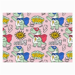 Seamless Pattern With Many Funny Cute Superhero Dinosaurs T-rex Mask Cloak With Comics Style Inscrip Large Glasses Cloth by Ket1n9