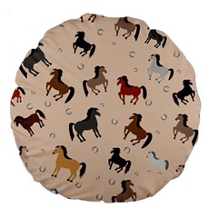 Horses For Courses Pattern Large 18  Premium Round Cushions by Ket1n9