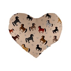 Horses For Courses Pattern Standard 16  Premium Flano Heart Shape Cushions by Ket1n9