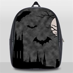 Halloween Background Halloween Scene School Bag (large) by Ket1n9