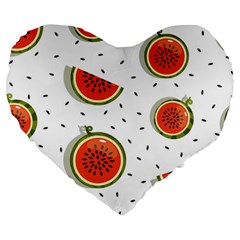 Seamless Background Pattern-with-watermelon Slices Large 19  Premium Flano Heart Shape Cushions by Ket1n9