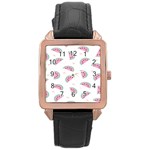 Fresh Watermelon Slices Texture Rose Gold Leather Watch  Front