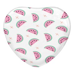 Seamless Background With Watermelon Slices Heart Glass Fridge Magnet (4 Pack) by Ket1n9