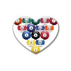 Racked Billiard Pool Balls Rubber Coaster (heart) by Ket1n9