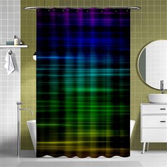 Blue And Green Lines Shower Curtain 48  X 72  (small)  by Ket1n9