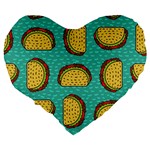 Taco Drawing Background Mexican Fast Food Pattern Large 19  Premium Flano Heart Shape Cushions Back