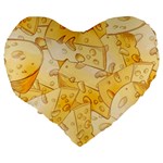 Cheese Slices Seamless Pattern Cartoon Style Large 19  Premium Flano Heart Shape Cushions Back