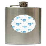 Seamless Pattern With Cute Sharks Hearts Hip Flask (6 oz) Front