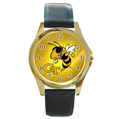 Georgia Institute Of Technology Ga Tech Round Gold Metal Watch by Ket1n9