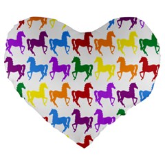 Colorful Horse Background Wallpaper Large 19  Premium Heart Shape Cushions by Hannah976