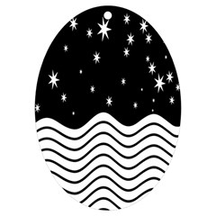 Black And White Waves And Stars Abstract Backdrop Clipart Uv Print Acrylic Ornament Oval by Hannah976