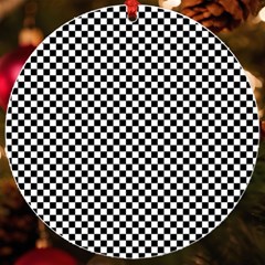 Black And White Checkerboard Background Board Checker Uv Print Acrylic Ornament Round by Hannah976