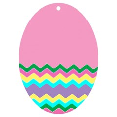 Easter Chevron Pattern Stripes Uv Print Acrylic Ornament Oval by Hannah976